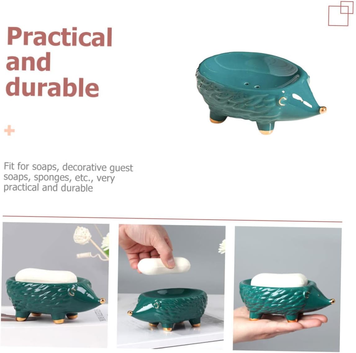 Ceramic Hedgehog Soap Dish Xmas Nordic Style for Desktop