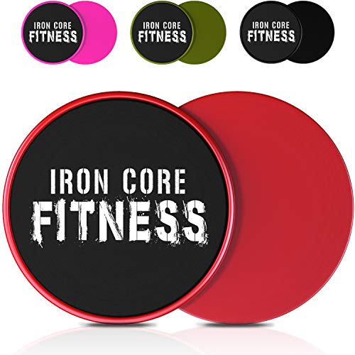Iron Core Fitness 2 x Dual Sided Core Sliders Ultimate Core Trainer | Gym, Home Abdominal & Total Body Workout Equipment | for use on All Surfaces