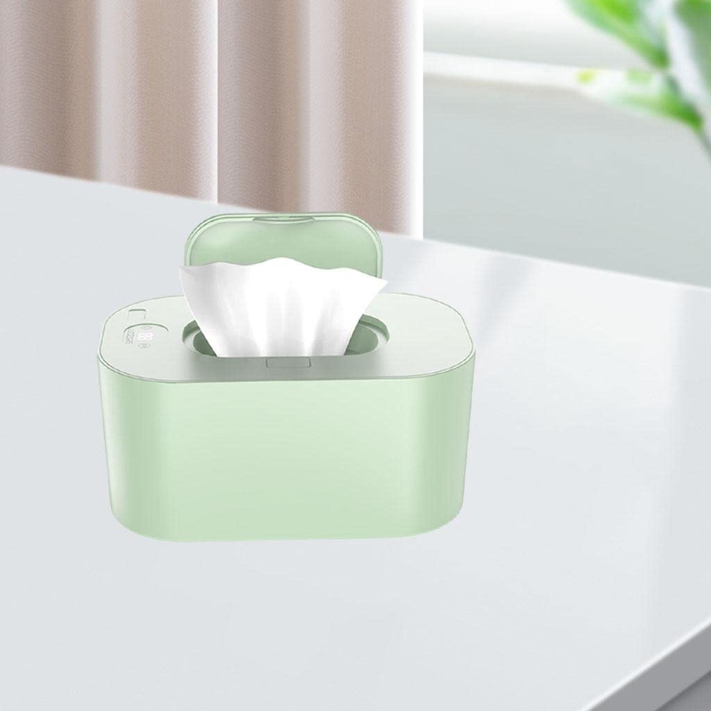 Wipe Warmer Calefactor Toallitas Húmedas Dispensador Portátil Calentador Pañuelos Contenedor Plástico Control Temperatura Adecuado para Bebés, verde