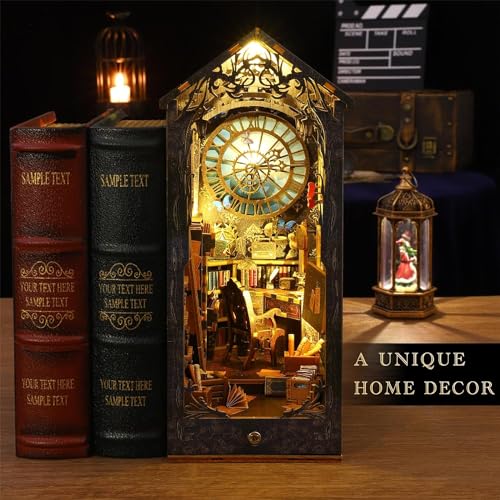 DIY Book Nook Miniature Kit for Bookshelf Insert Decorative Bookend Stand with LED 3D Wooden Puzzle for Adults Book Nook Kit (Detective Agency) - Image 5