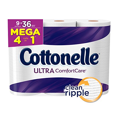 Cottonelle Mega Roll (Pack of 9 Rolls), Toilet Paper Ultra ComfortCare Bath Tissue, Ultra Soft Toilet Paper Rolls with Clean Ripple Texture, Sewer and Septic Safe