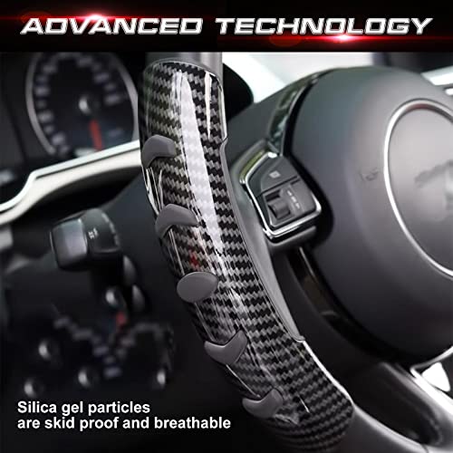 Xotic Tech Interior Steering Grips Booster Cover Trim w/Anti-Skid Buttons Universal for Cars (Carbon Fiber Pattern)