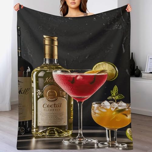 Couverture flanelle douce imprimé bouteilles de vin 150cm - 5
