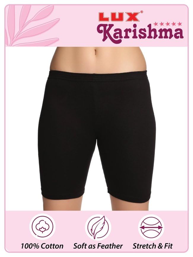 Image of Lux Karishma Shorts - 100% Pure Cotton, Soft & Breathable Undershorts for Women & Girls, Non-See-Through, Perfect for Layering Under Skirts & Everyday Use (Colors May Vary)