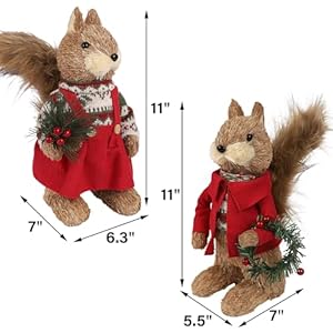 winemana 2 Pack Christmas Squirrel Tabletop Decorations, Sisal Squirrel Figurine for Home Decor Woodland Animals Rustic Xmas Ornaments for Table Office Indoor Forest Decor Seasonal Gifts winemana 2 Pack Christmas Squirrel Tabletop Decorations Sisal Squirrel Figurine for Home Decor Woodland Animals Rustic Xmas Ornaments for Table Office Indoor Forest Decor Seasonal Gifts