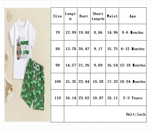 Toddler Baby Boy Masters Golf Outfit Short Sleeve Funny Letter Print T Shirts + Shorts Set Infant Summer Clothes - Image 7