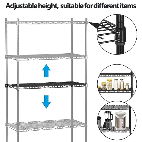 SUPER-DEAL-Black-5-Shelf-Heavy-Duty-Storage-Wire-Shelving-Unit-for-Restaurant-Garage-Pantry-Kitchen-Garage-Rack-30L-x-14W-x-60H