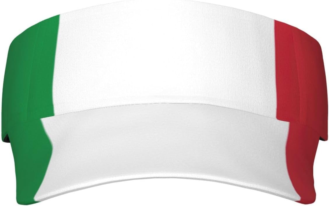 Italian Flag Print Sports Sun Visor Hats,Adjustable Sun Caps for Men Women Adults Lightweight Black