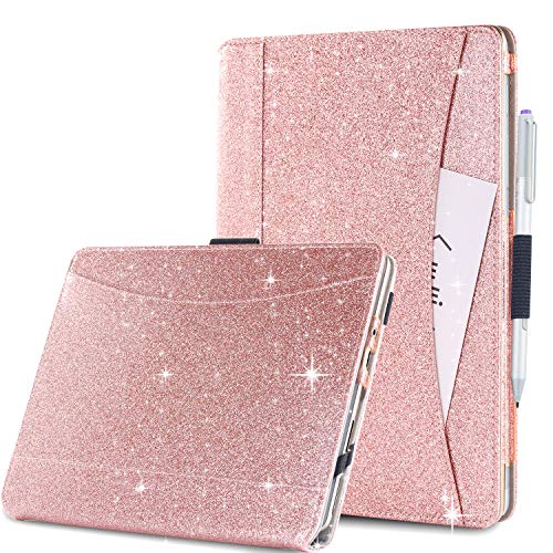 BENTOBEN Surface Go Case, Shockproof Protective Folio Faux Leather Glitter Bling Multi-Angle Girl