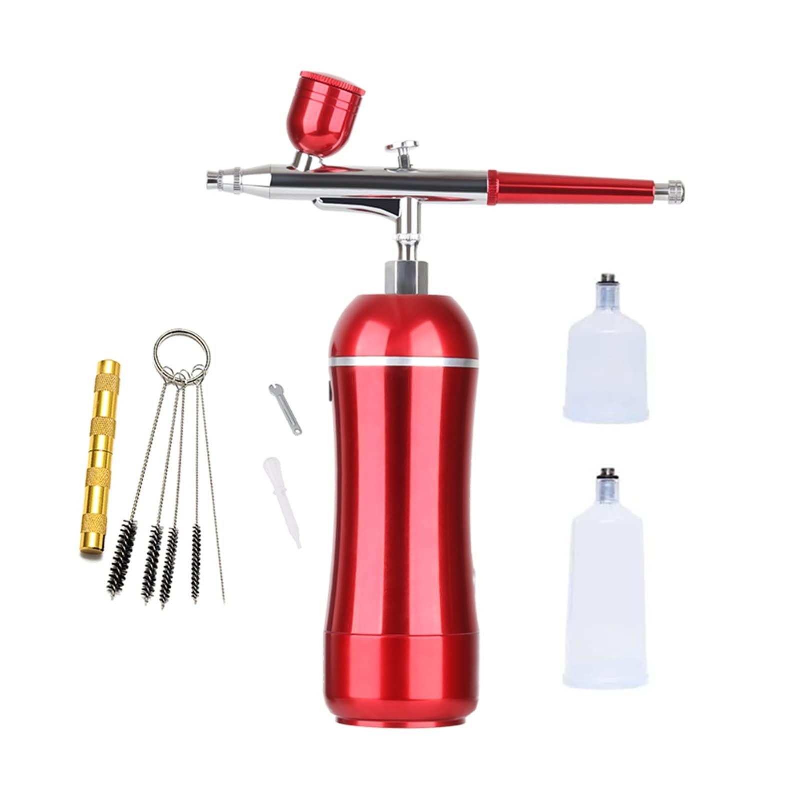 Spruzzatore per vernice, Kit aerografo cordless alto PSI Compressore Grande flusso d'aria Dual Azione Pistola a spruzzo for modello Art Model Body Paint Artist Makeup Nail(Part 1)