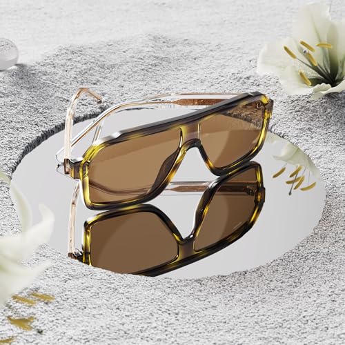 Image of DEAFRAIN Polarized Sunglasses for Men Women, Acetate Pilot Classic Retro 90s UV Protection Fashion Driving Beach Shades