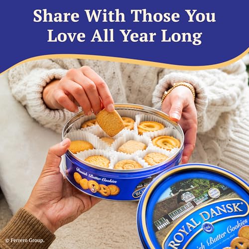 Image of Royal Dansk Danish Butter Cookies, Premium Assorted Cookies in Gift Tin, Great for Sharing and Gifting, 12 oz