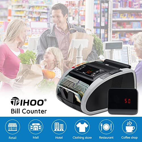 Tihoo Money Counter With Uv, Mg, Ir Counterfeit Detection, Portable Bill Counter With External Display, 1200Sheet/Min. Do Not Count The Value Of Bills #TOP1