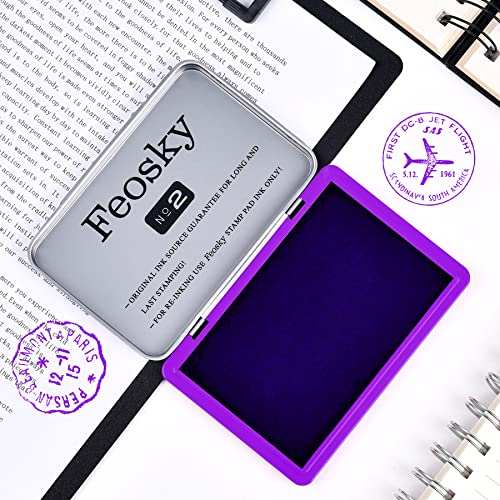 Feosky Almofadas de tinta para carimbos de borracha tamanho grande 11 x 8 cm (roxo)