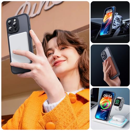 Image of TOCOL for iPhone 16 Pro Max Case, Compatible with Magsafe, Full Camera Protection, Drop Protection, Magnetic Translucent Matte Back Bumper Phone Case for 16 Pro Max 6.9-Inch (Black)