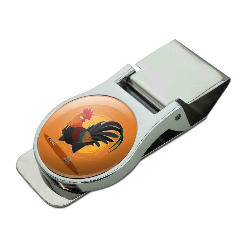 Rooster of Awesomeness Chicken Satin Chrome Plated Metal Money Clip-image-2