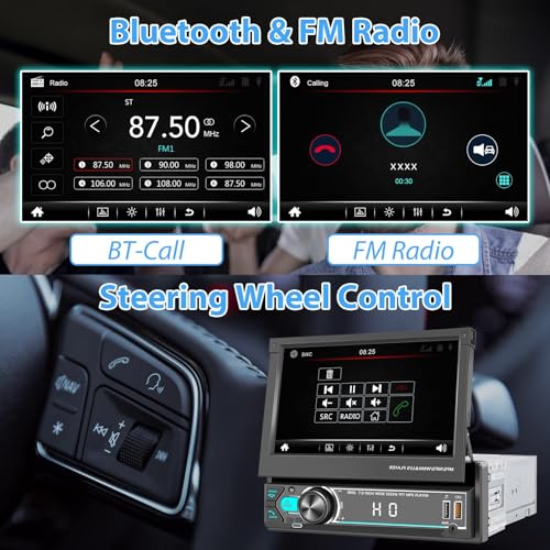Radio para auto con pantalla táctil desplegable de 7 pulgadas miniatura 4