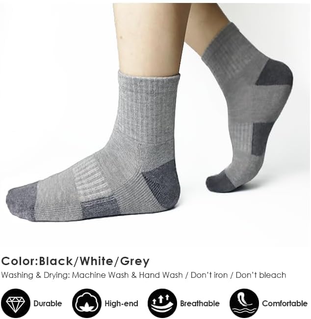 10 Pairs Mens Quarter Socks,Cushioned Athletic Sports Socks with Arch Support,Durable Soft Comfort,Size 10–13 - Image 6