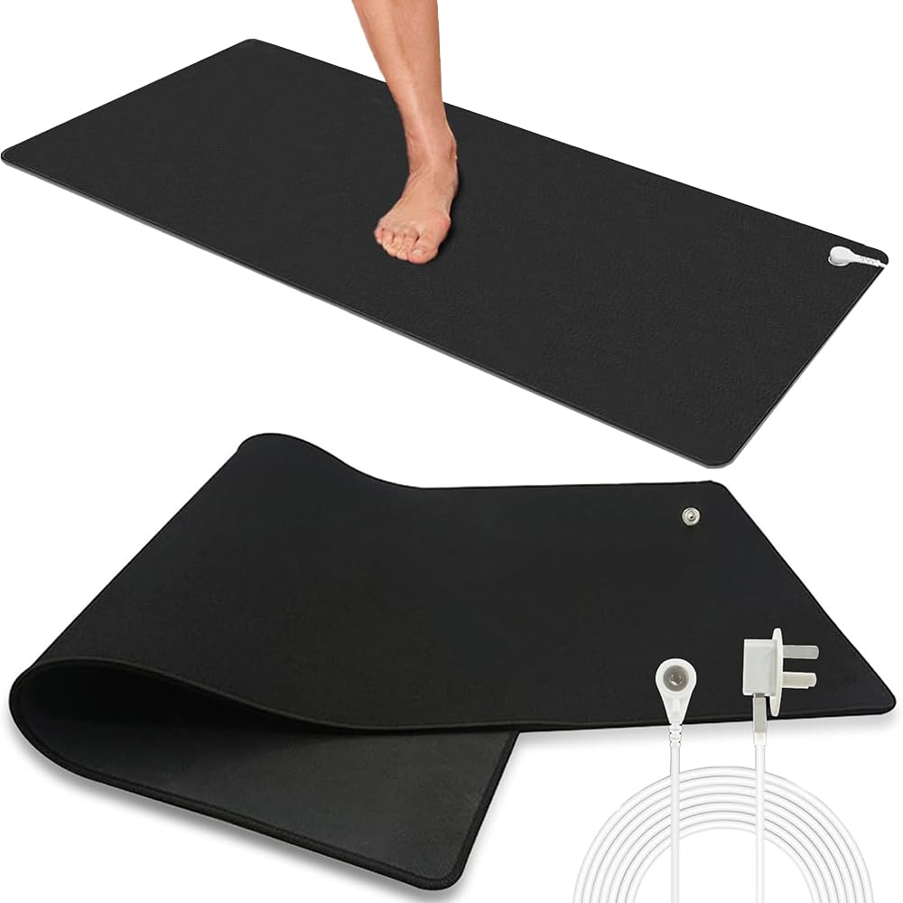 Earthing Mat, Grounding Mat for Improving Sleep, 30x100cm GroundingMat, Ground Universal Pad, Grounding Mouse Pad for Reduced Anxiety, Pain, Inflammation, Headache Relief, Balance(Black)
