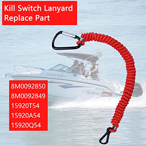Image of 8M0092850 Boat Kill Switch Lanyard Replacement for Mercury Marine Boat Emergency Stop Switch Safety Lanyard 54 Inch