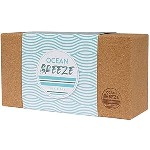 OCEAN BREEZE Yogablok van kurk, ecologisch duurzaam yogablok van 100% natuurkurk, antislip, veganistisch, milieuvriendelijk voor pilates, beginners en gevorderden kurkblok met handleiding (mogelijk niet beschikbaar in het Nederlands).
