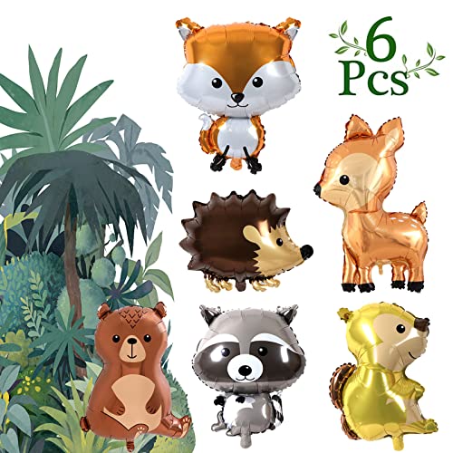 6 Stücke Folienballon Waldtiere, Waldtiere Geburtstag Deko, Tiere Folienballon Party Mehrweg für Luftballons Kinder Geburtstag Party Deko Geschenk Cover