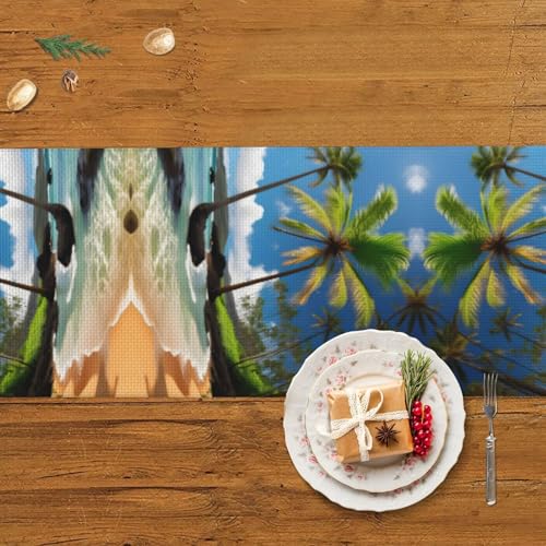 Chemin de table palmier tropical pour protéger et embellir votre table basse