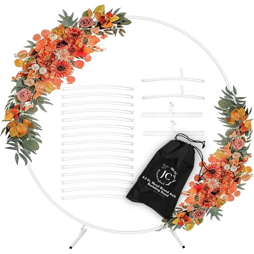 Image of 7.2 Ft Round Balloon Arch Stand White Backdrop Frame for Wedding, Birthday, Baby Shower, Graduation, Party Decoration-Heavy Duty Steel with Carry Bag-JC HUMMINGBIRD