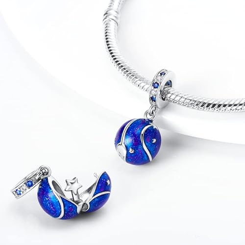 Xinyouzhi S925 Sterling Silver Charms For Bracelets Blue Planet 5A Cubic Zirconia Bracelets For Women Girls Anklet Necklace Pendant Dangle Beads Birthday Mothers Day Valentines Day Gifts #TOP2