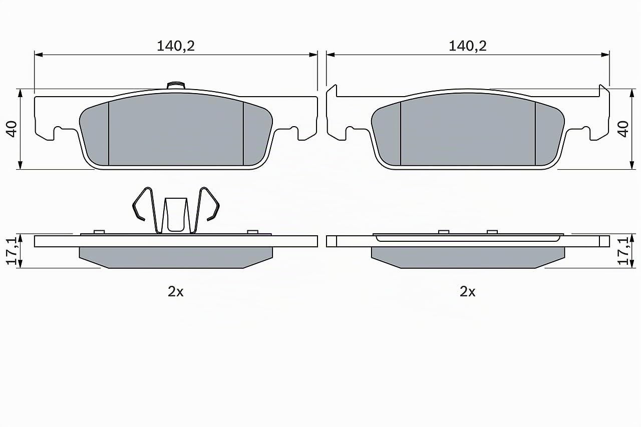 Bosch BP1506 - Pastiglie Freni Auto, Asse Anteriore - Qualità Bosch - Riduzione del Rumore e della Polvere - Certificazione ECE-R90 - Senza Rame - 1 Confezione da 4 Pastiglie