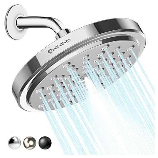 HOPOPRO High Pressure Shower Head, 2022 Newest US Patented High Flow Fixed Showerhead 7 Inch Rainfall Spray Shower Head Bathroom Shower Head with Adjustable Brass Swivel Ball Joint - Chrome
