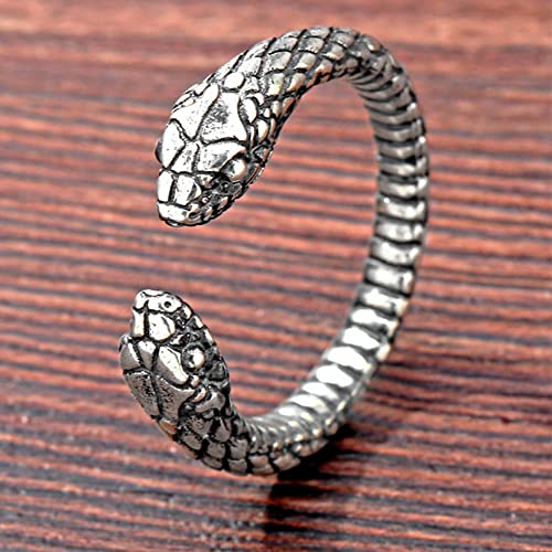 PBTMCD Bague Serpent à Double tête en Argent Sterling 925 Bague Vintage réglable, Hommes Femmes Cocktail fête Bar Anneaux Bijoux Cadeau Cover