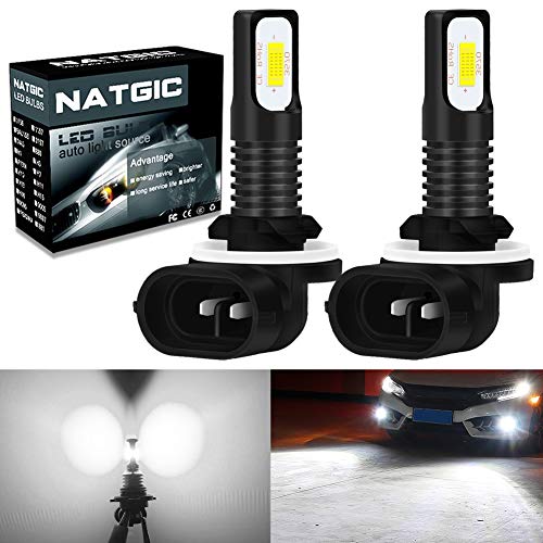 NATGIC 881 889 H27 Lampadine Fendinebbia a LED ad Alta Potenza 75W Chip Integrati 3570 CSP 6500K Xeno Bianco e 2400lm per Fari Fendinebbia Luci di Marcia Diurna (Confezione da 2)