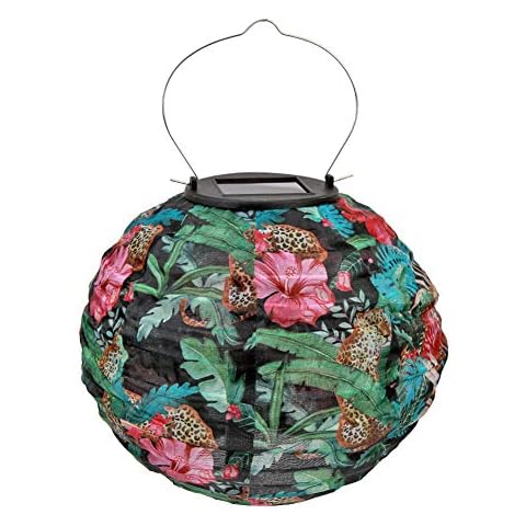 ProsperveilUK 8 inch LED Solar Lanterns Outdoor Hanging Waterproof Garden Lights Chinese Lantern for Patio Yard Path Fence Lamp Lighting Home Party Decoration (Flower and Leopard Pattern) Cover