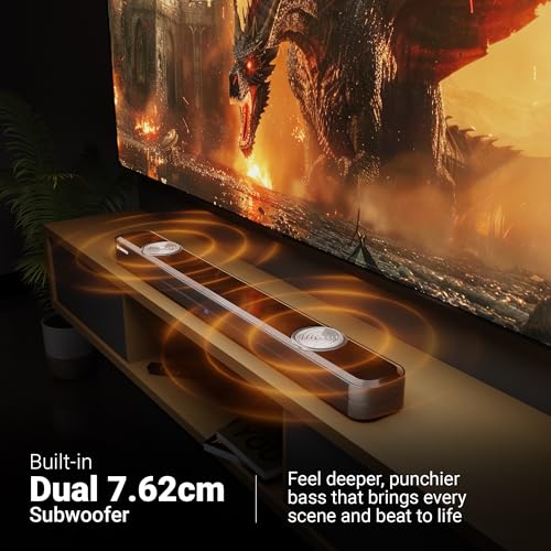 Image of ZEBRONICS Juke BAR 3650 PRO Powerful soundbar with Dual 7.62cm (3 inch) subwoofers, 100W RMS Output, 2.2 Configuration, HDMI ARC, Optical, Bluetooth v5.0, LED Display, Wall mountable & Remote