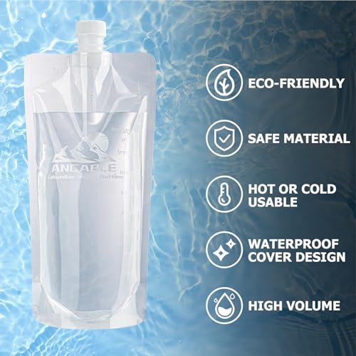 1L Collapsible Water Bottle, 6-Pack Ultralight - 32oz Large Capacity with Measurement Scale, BPA-Free, Ideal for Hiking and Travel, Durable and Leak-Proof Design for Easy Hydration Anywhere