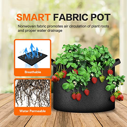 Ipower Plant Grow Bag 10 Gallon 6-Pack Heavy Duty Fabric Pots, 300G Thick Nonwoven Fabric Containers Aeration With Nylon Handles, For Planting Vegetables, Fruits, Flowers, Black 2022 Version #TOP4