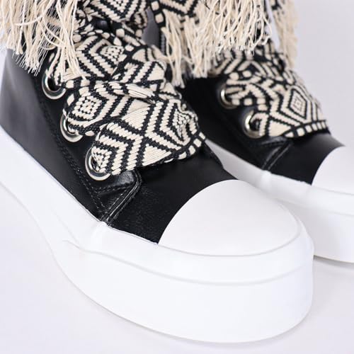 Liliana Women Platform Wide Laces High Top Sneaker with Zipper2