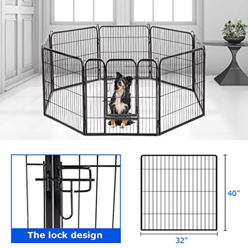 image for FDW Pet Playpen 8 Panel 40 inch Indoor & Outdoor Folding Metal Exercis