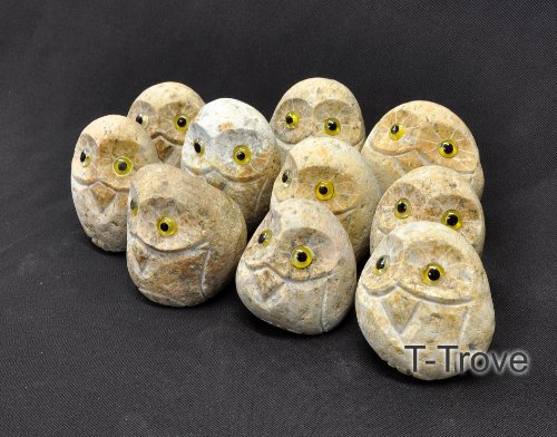 Small Boulder Owl Irregular Shaped 2.5In Tall Set Of 6 #TOP4