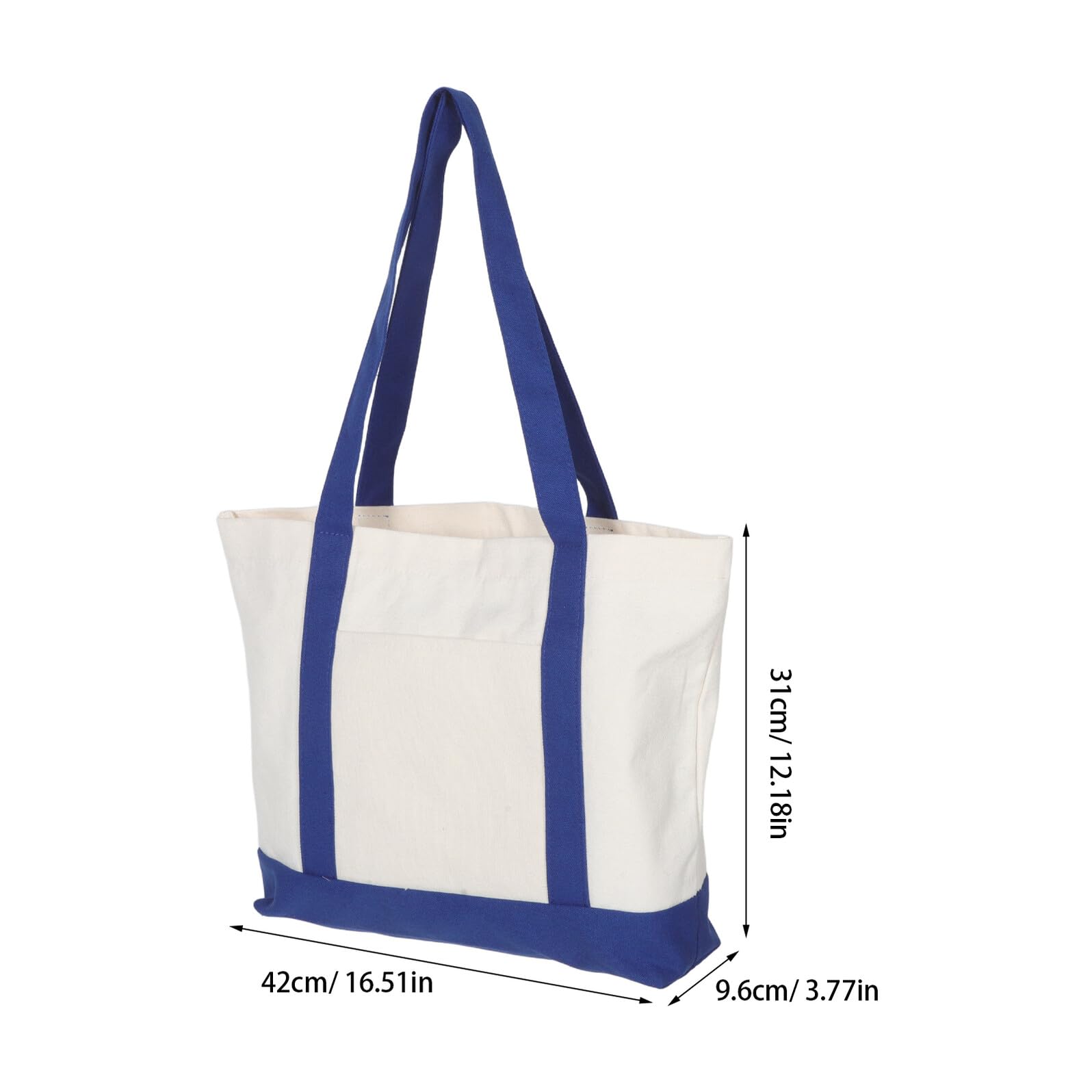 VALICLUD Bolsas de Mano Plegables de Lona 2 Piezas Azul Marino y Negro 43x33x10 Cm con Bolsillo Externo Reutilizables para Compras, Viajes y Uso Diario, Ligeras y Lavables