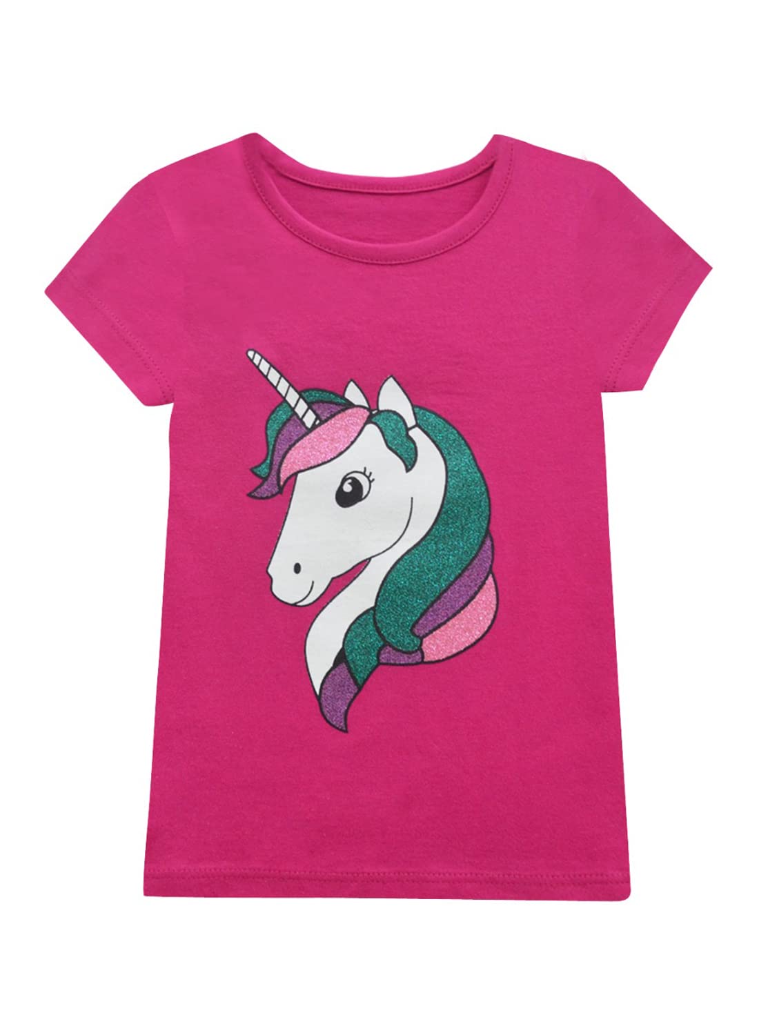 A.T.U.N. (ALL THINGS UBER NICE)Girls Cotton Unicorn Printed Round Neck Short Sleeve Regular T-Shirt