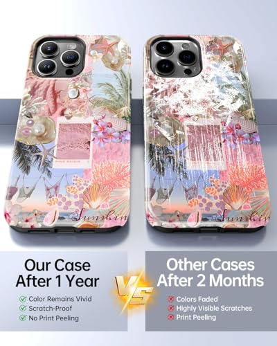 Coque iPhone 14 Pro jolie esthétique rose coquillage côtier