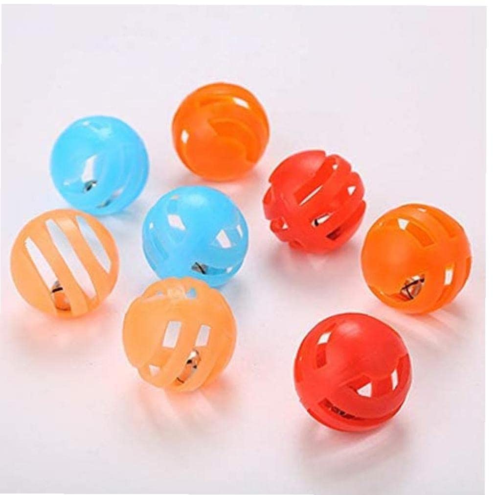 Ericetion Cat Toy Ball with Bell 10pcs Colorful Plastic Pet Toy Cat Bell Ball Cat Toy with Bell Hollow Cat Jingle Balls for Cats Kitten