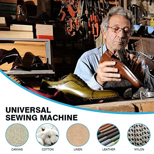 IRONWALLS Shoe Repair Machine with Replacement Parts, Heavy Duty Cotton Nylon Line Metal Manual Leather Sewing Machine with Spare Part Accessories, Hand Shoe Mending Machine for cloths, Bags, Tents