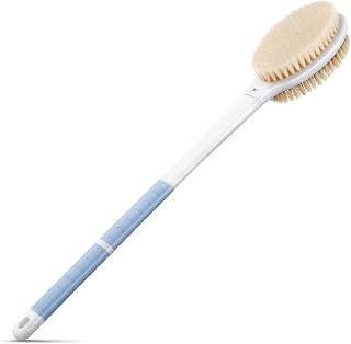 Back Scrubber Body Shower Brush: Anti Slip Long Handle Bath Brush with Stiff and Soft Bristles - Showering Exfoliator for Women, Men, Elderly (Blue)