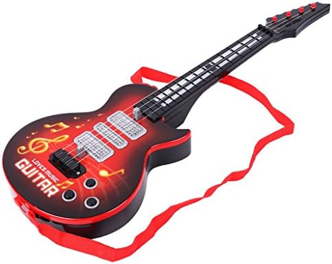 KANGneei Electric Guitar, Music Electric Guitar 4 Strings Musical Instrument Educational Toy Kids Toy Gift Red