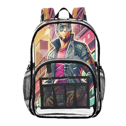 Joitme Cool Dude Rosa Jungen-Rucksack, transparente Plastiktasche,...