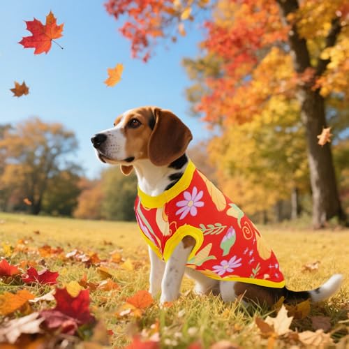 Dog Shirts for Extra Large Dogs Sleeveless Tank Top Tee Clothes Vest Autumn Red Yellow Pumpkin Maple Leaves Light Weight Stretchable Soft for Girl Boy Female Male Outfit XL Pack of 2 - Image 8