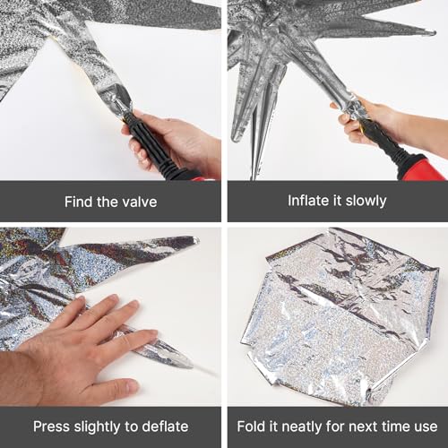 Image of PartyWoo Silver Star Spike Balloons 6pcs Explosion Foil Mylar Balloons